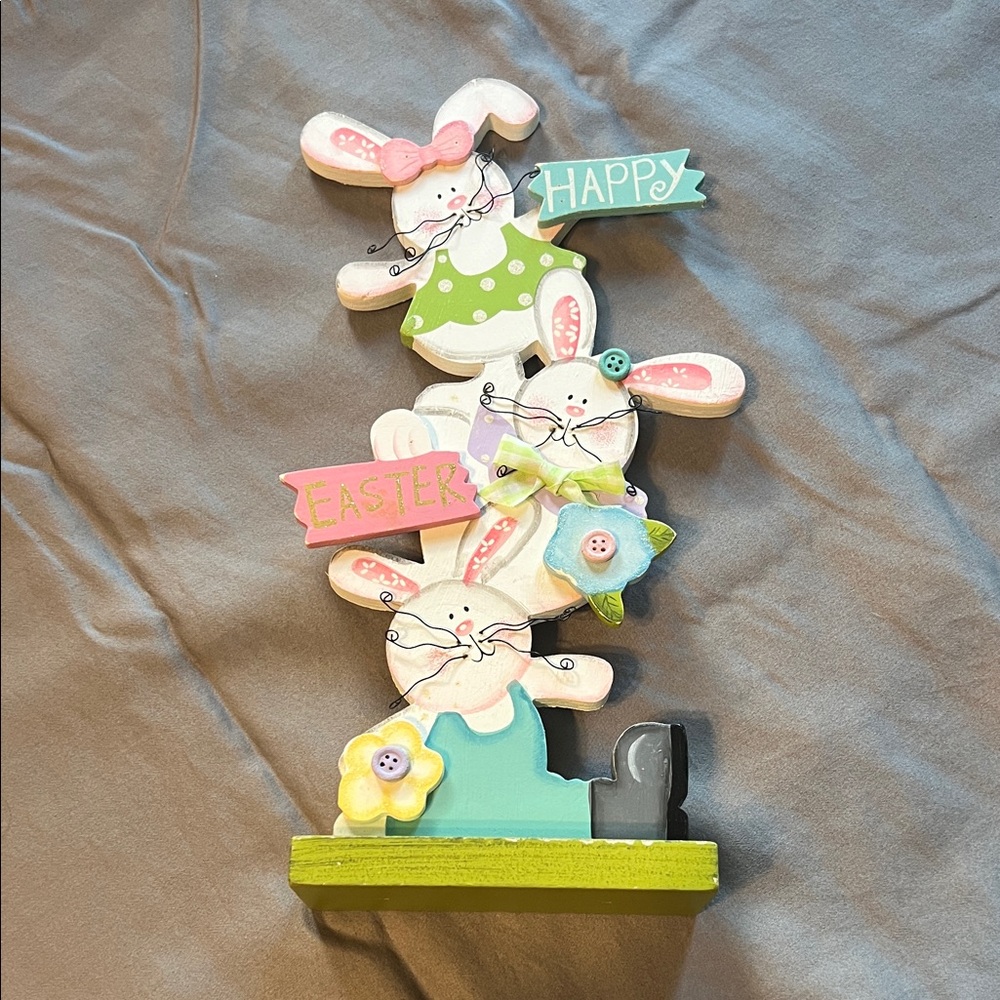 Colorful Easter Bunny Trio Decor